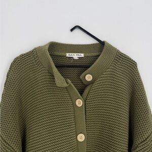 Alex Mill Nico Chunky Mock Neck Cardigan In Faded Grove